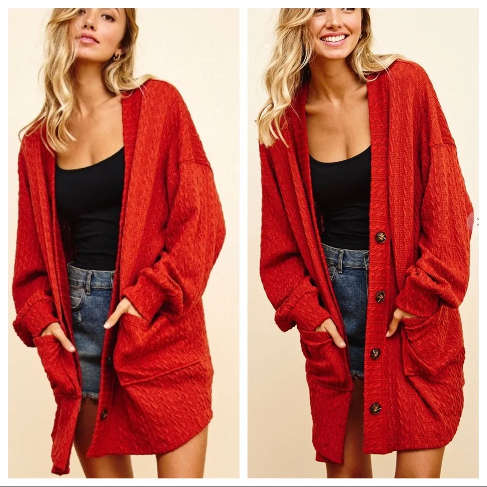 Cozy Oversized Cardigan With Pockets - Picture 5 of 5